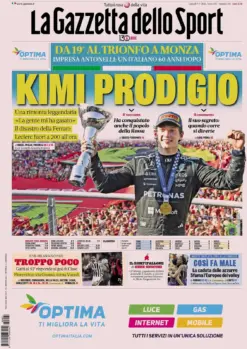 La Gazzetta dello Sport 7 Settembre 2026 Vittoria Kimi Antonelli Prodigio GP Monza F1